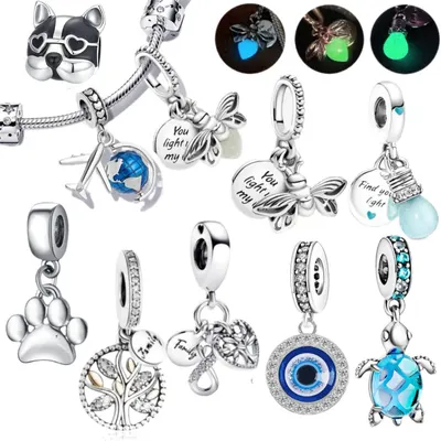 Berloque Prata 925 Pingente Básico Pulseira Feminina Acessório Diário à Moda