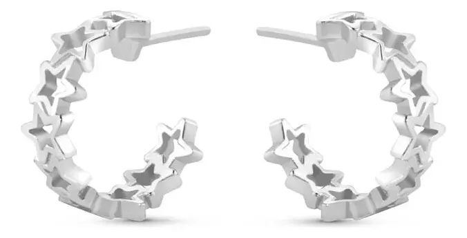 Argola Life Estrelas Em Prata 925, 17,5mm