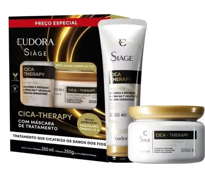Kit Eudora Siage Cica-Therapy Shampoo 250ml + Máscara 250g.