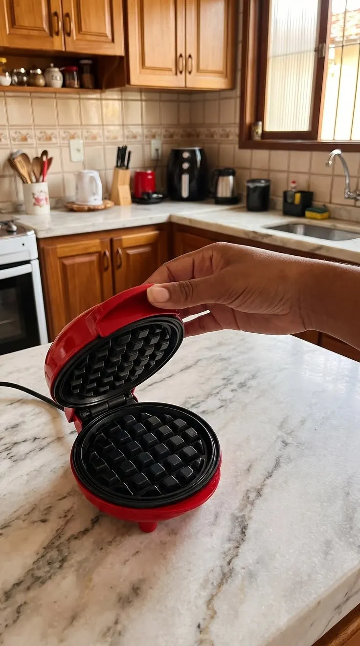 Mini Máquina de Waffles Elétrica Portátil Casa Cozinha Fazer Waffle Panquecas Automático 110V- 220V
