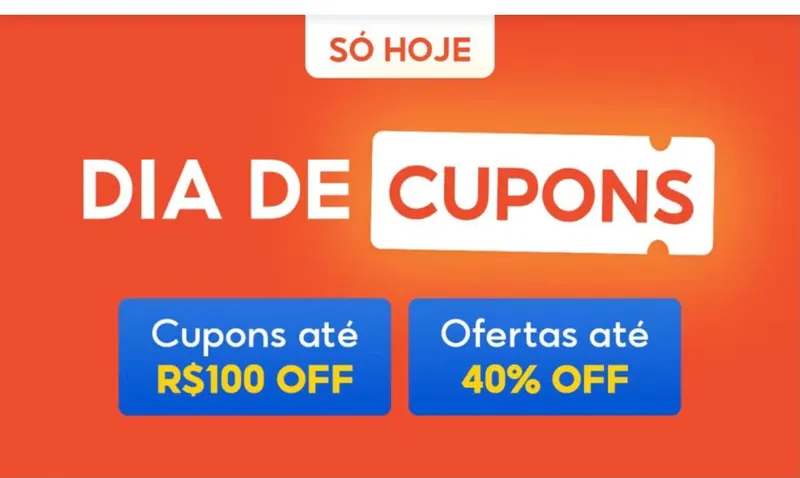 DIA DE CUPONS SHOPEE cupons renovados — Cupons de até R$100 OFF · 20% OFF para Lojas Oficiais