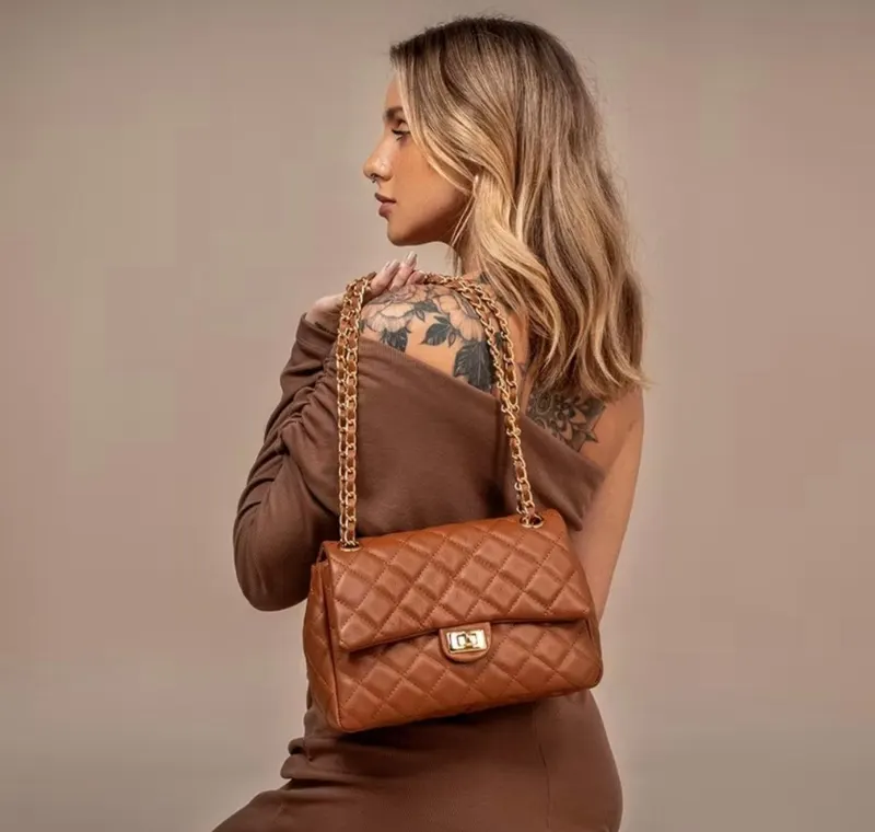 Bolsa Feminina Couro Legítimo Vittal Barbara Design Matelassê