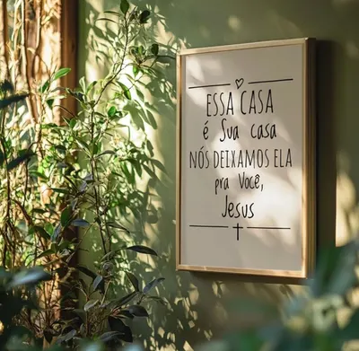 Quadro Decorativo Frase Essa Casa É Sua Casa Jesus Cristão Fé Religioso Motivacional Parede Sala