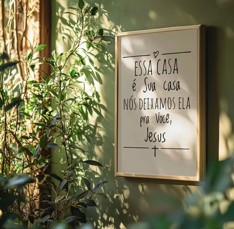 Quadro Decorativo Frase Essa Casa É Sua Casa Jesus Cristão Fé Religioso Motivacional Parede Sala