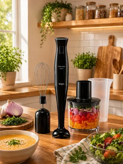 Mixer Elétrico Triturador Desmontável Liquidificador Chef MIX-20 3 em 1 200W Preto Elgin - 127V