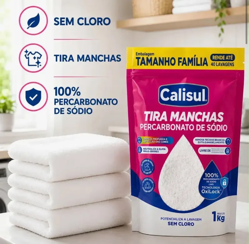 Percarbonato De Sódio 100% Puro Tira Manchas Alvejante - 1kg Calisul