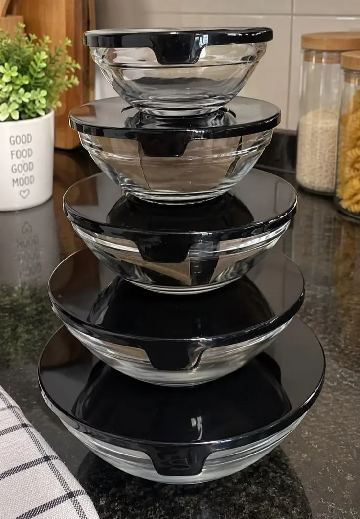 Conjunto Tigela Vidro Bowl Marmita Tampa 5 ou 10 Peças Herméticos Cozinha Refeições