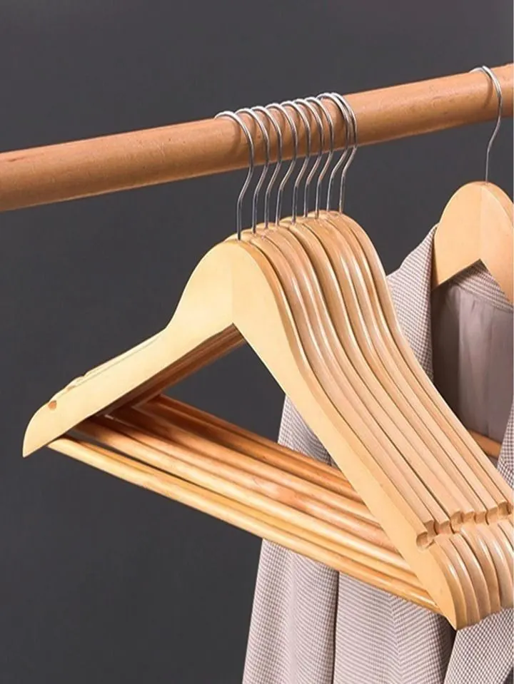 Kit Até 100 Cabides De Madeira Premium Marfim Para Roupas Calça Gancho Cromado.