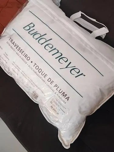 Travesseiro Toque De Pluma Buddemeyer 50x70cm Algodão Cetim 233 Fios Branco Não Alergico