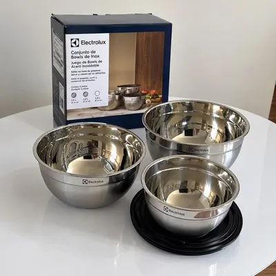 Conjunto de Bowls Tigelas de Inox com Tampa Plástica Electrolux!