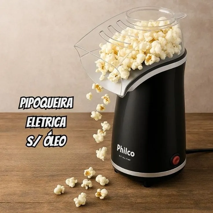 Pipoqueira Elétrica Sem Óleo Philco Preta 1200W PPIE01A