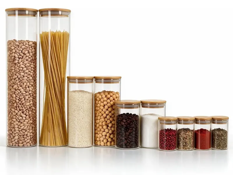 Oikos - Kit 10 Potes de Vidro Herméticos Redondos com Tampa de Bambu