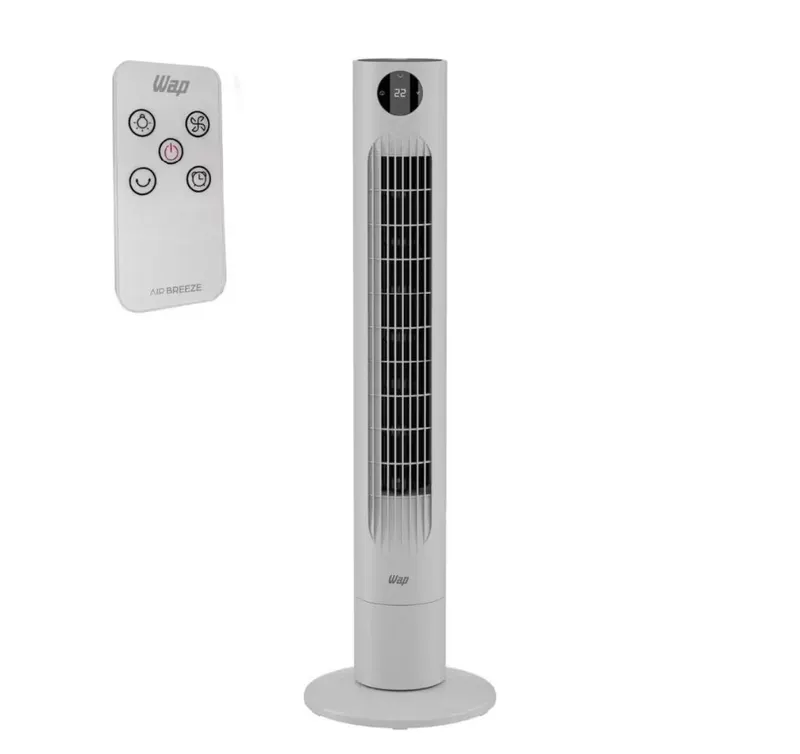 Ventilador Torre Wap Air Breeze Digital 60W Desliga Sozinho Após 12h Silencioso Com Controle Remoto