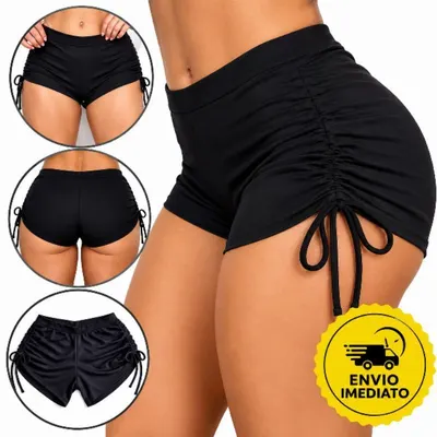 Short Biquíni Com Cordinha e Amarração Na Lateral Tendencia Praia Piscina Academia