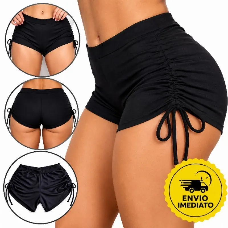 Short Biquíni Com Cordinha e Amarração Na Lateral Tendencia Praia Piscina Academia