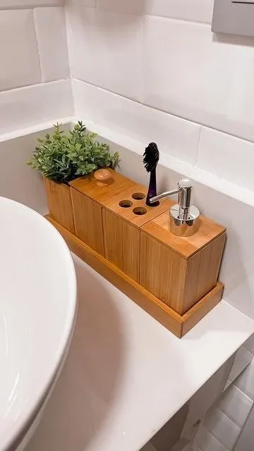 Jogo Banheiro Luxo Bambu Eco Prime 5 Peças Porta Sabonete Líquido 125ml e Acessórios - Mimo Style