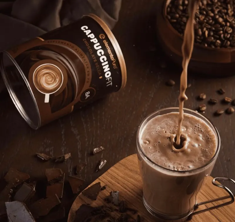 CAPPUCCINOFIT com Whey Protein e Colágeno Verisol Zero Açúcar 200g Cappuccino Proteico elementoPuro