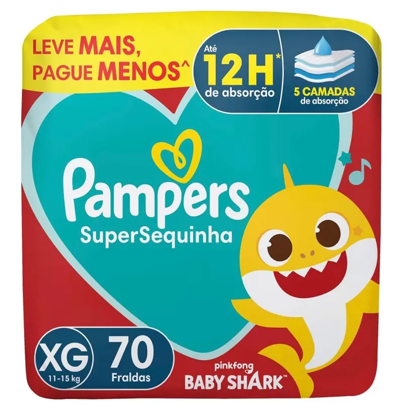 70 UNIDADESSS Fralda Pampers Supersequinha Tamanho XG 70 Unidades