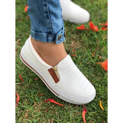 Tênis Sapatênis Sapatilha Feminino Casual Slip On Ajuste Elástico e Zíper Confortável