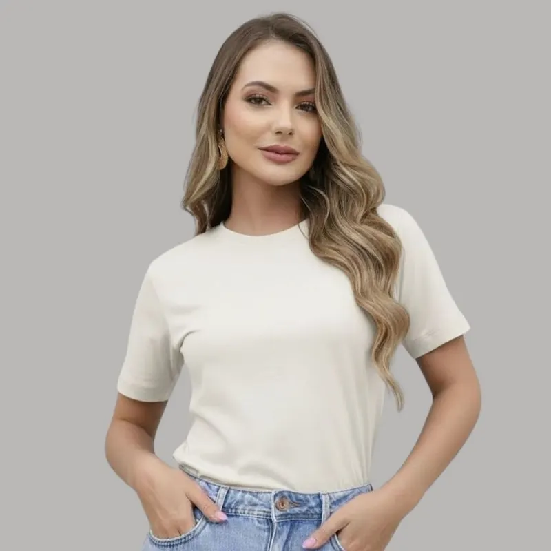 Camiseta Feminina Algodão 30.1 Premium Moda Gringa Blusinha Street Fashion Slim Fit Casual