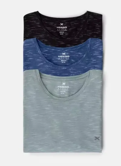 Kit 3 Camisetas Básicas Masculinas Em Malha Jet Com Bordado