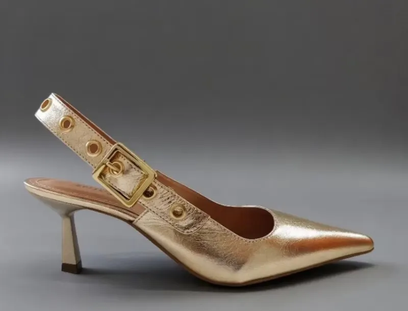 Scarpin Feminino Couro Legítimo Confortável Salto Médio Elegante Festa e Dia a Dia Slingback