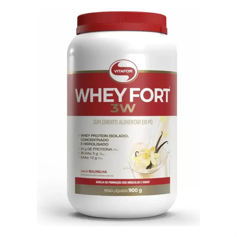 Suplemento Alimentar Whey Fort 3w 900g Vitafor Baunilha!