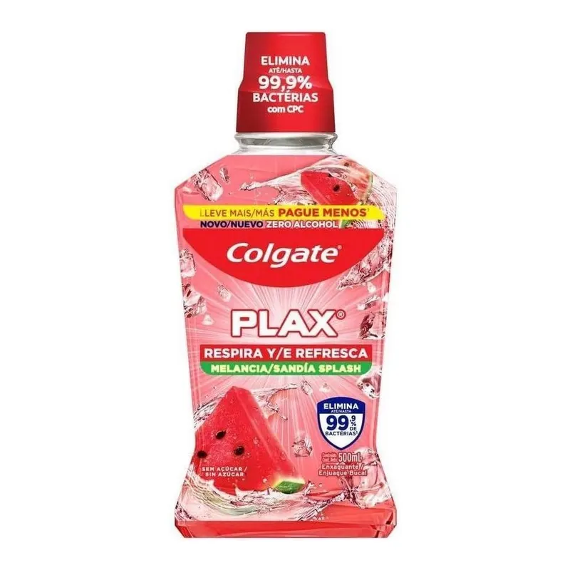 Enxaguante Bucal Colgate Plax Respira e Refresca, Melancia, 500ml!
