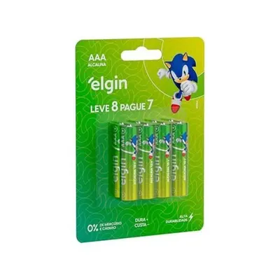 Pilha Alcalina com 8 Unidades Elgin 1.5V