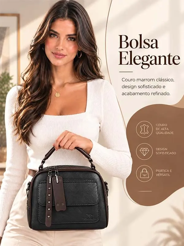 TOMI MITO Bolsa Transversal Feminina Vintage Couro PU Compacta e Organizada para Uso