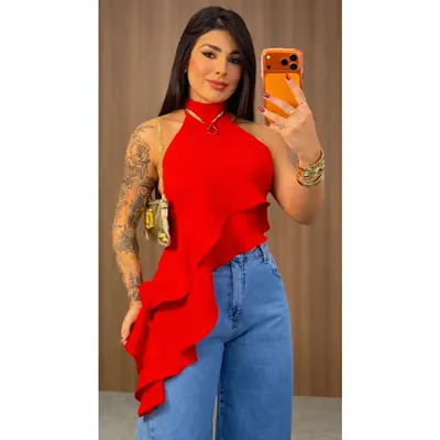 Blusa Regata Feminina Gola Alta Estilosa Elegante Tecido Dunas Premium Liso