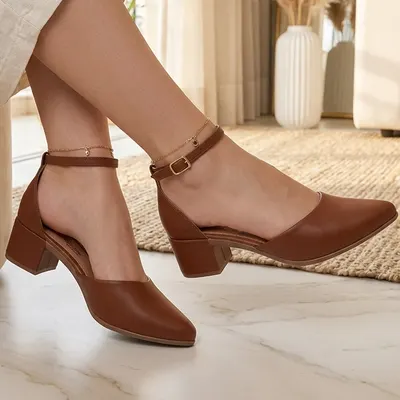 Scarpin Mule Salome Feminino Social SALTO Medio Grosso 4,5 Moda Confortavel