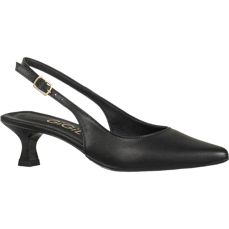 Sapato GiGiL Feminino Scarpin Slingback Bico Fino Salto Fino Verniz Onça Clássico Elegante