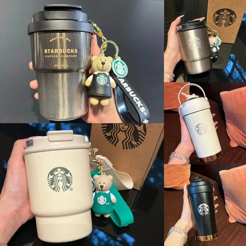Starbucks copo térmico portátil duplo beber boca copo portátil ao ar livre carro xícara de café lembrança presente anive